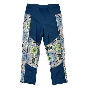 Sweaty Betty Leggings Size XS Blue Floral Abstract Crop Pants Activewear Running